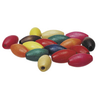 Coloured Wooden Beads 25mm Oval Bag of 100