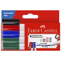 Faber-Castell Connector Whiteboard Markers Assorted 4 Pack