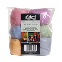 Ashford Wool Tops for Felting. Pastel Mix 100g