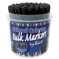 School Colours Felt Pens Pack of 48 Thick Black Markers