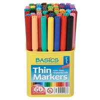Basic's Thin Markers Assorted Pk 60