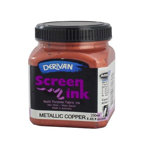 Derivan Screen Ink 250ml Metallic Copper