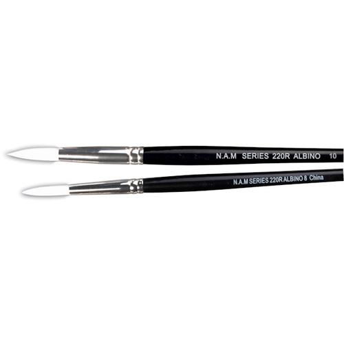 White Taklon Round #8 Paint Brush pack of 10