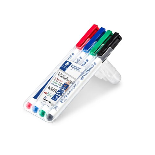 Staedtler Lumicolor Whiteboard Pen Wallet 4 Asst Colours 1.0 mm Bullet Tip