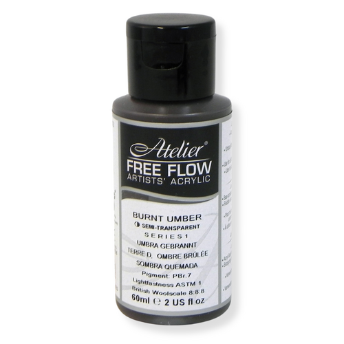 Atelier Free Flow Acrylics S1 Burnt Umber 60ml