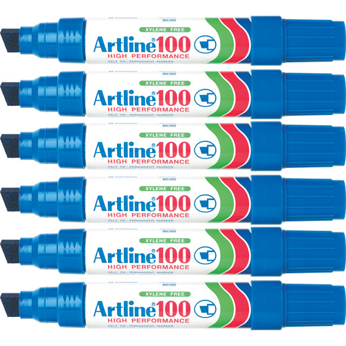 Artline 100 Permanent Marker Blue Pack of 6