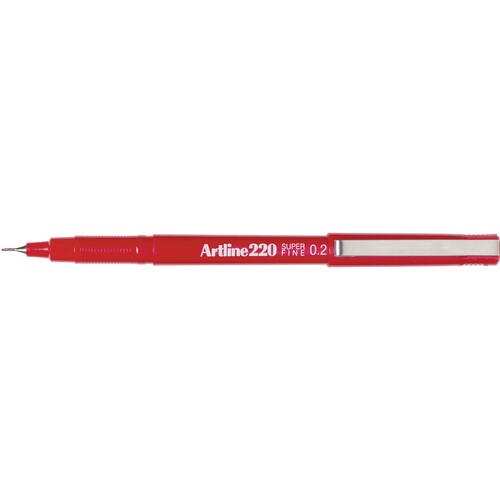 Artline 220 Fineliner Pen 0.2mm Red Box of 12