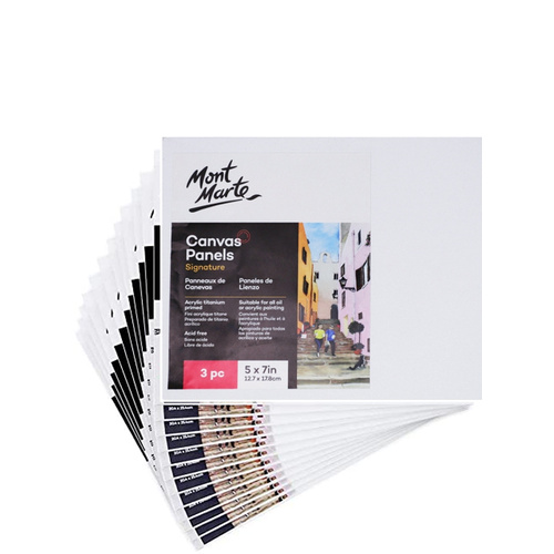 Mont Marte Carton of 30 Canvas Panels (Packs of 3) 12.7 x 17.8cm