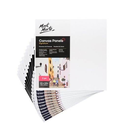 Mont Marte Carton of 18 Canvas Panels 30.5 x 30.5cm (Pack of 2)
