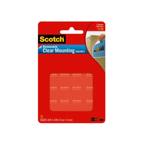Scotch Removable Mounting Squares 25.4 x 25.4mm Clear 16 Pack