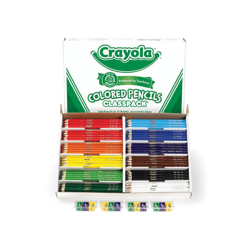 Crayola Coloured Pencils 240 Classpack in 12 Colours with 12 Sharpeners