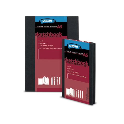 Derivan Concertina Sketch Book A5 350gsm 12 Pages