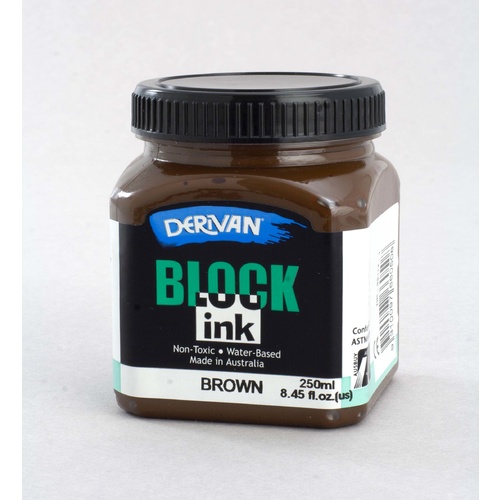 Derivan Waterbase Block Ink 250ml Burnt Umber