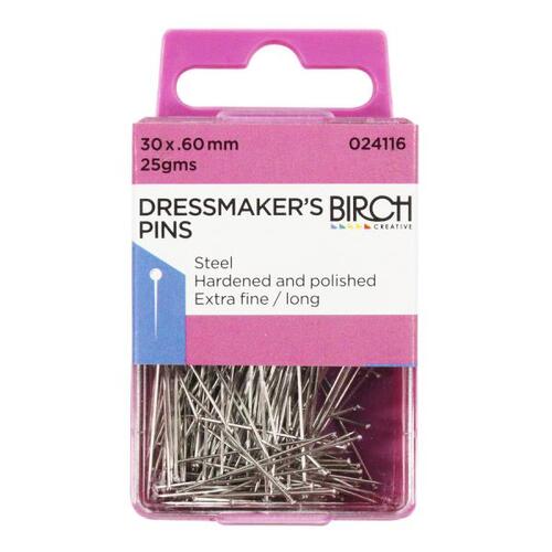 Birch Dressmakers Pins 60mm 25g