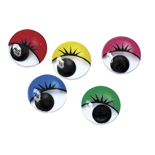 Googly Eyes Pack 100 - 15mm Colourful with Lashes