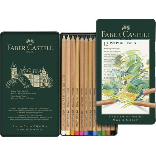 Faber-Castell Pitt Pastel Pencils Tin of 12 assorted colours