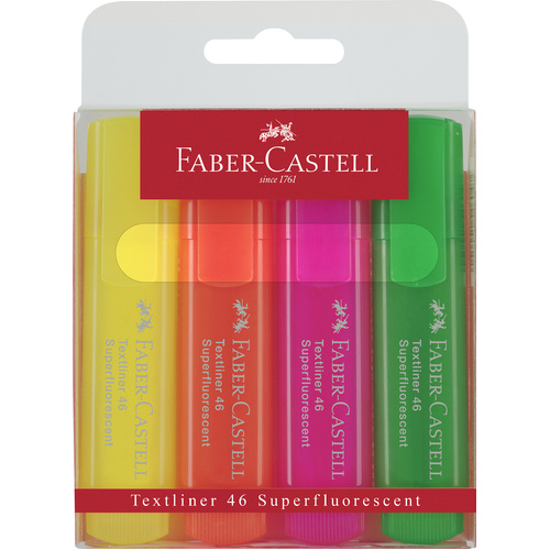 Faber-Castell Textliner Highlighters Assorted 4 Pack