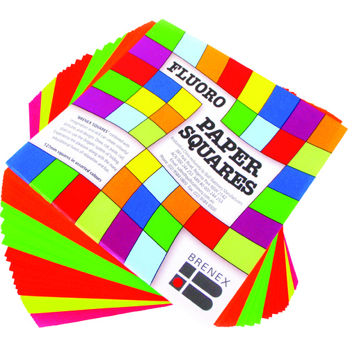 Fluoro Gloss Paper Squares 254 x 254mm 100 Assorted Sheets per pack