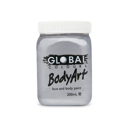 Global Face & Body Paint Bodyart 200ml Metallic Silver