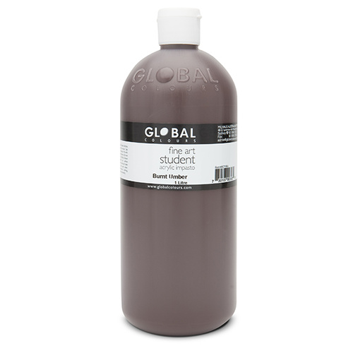 Global Colours Acrylic Paint Burnt Umber 1 litre