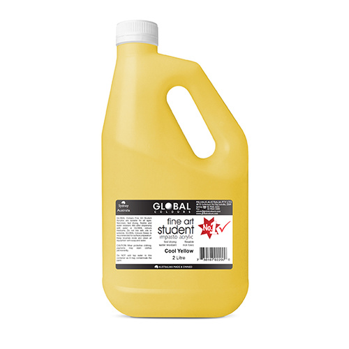 Global Colours Acrylic Paint Cool Yellow 2 litres