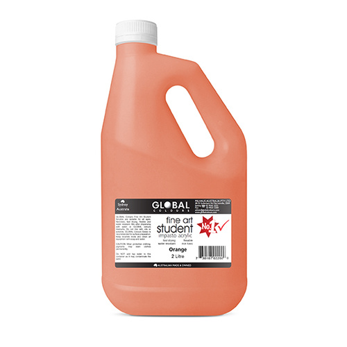 Global Colours Acrylic Paint Orange 2 litres