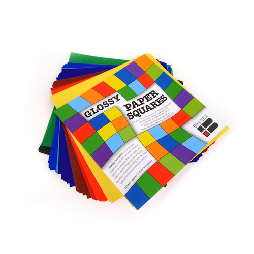 Gloss Paper Squares 127 x 127mm 100 Assorted Sheets per pack