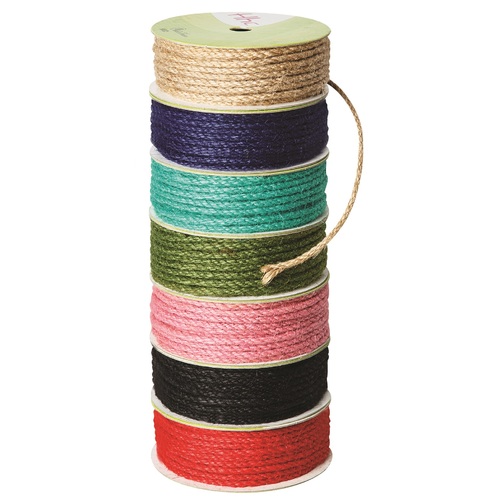 Jute String 15g - 7 x 5m assorted colours
