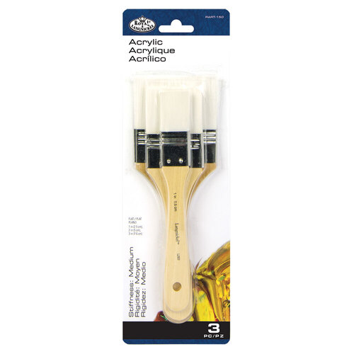 Royal & Langnickel Flat Brush Set White Taklon Set of 3