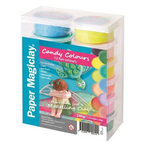 Paper Magiclay - Candy Colours 12 x 20g Air Dry Paper Clay