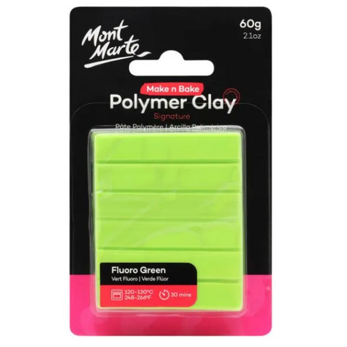 Mont Marte Make n Bake Polymer Clay 60g - Fluoro Green