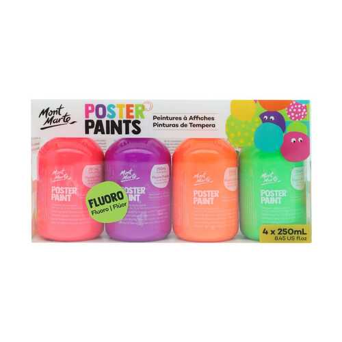 Mont Marte Poster Paint 250ml Set of 4 Fluoro