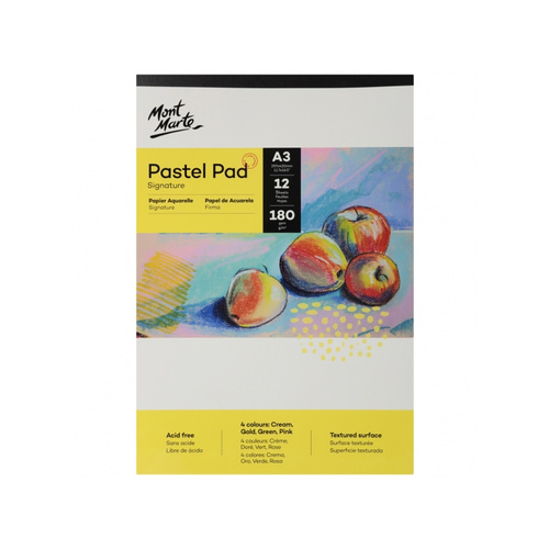 Mont Marte Signature Pastel Pad  w/ 4 colours 180gsm 12 Sheet A3