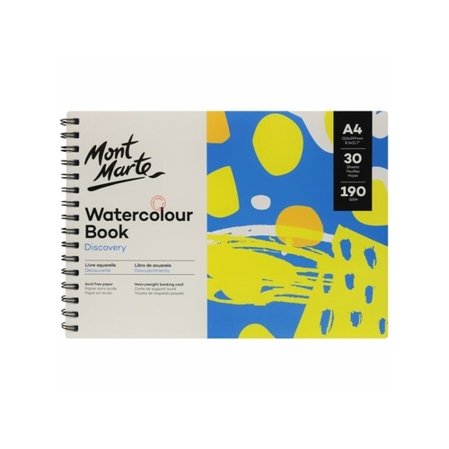 Mont Marte Spiral Watercolour Pad 190gsm A4 30 Sheet