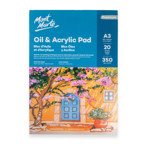 Mont Marte Oil & Acrylic Pad A3 350gsm 20sht