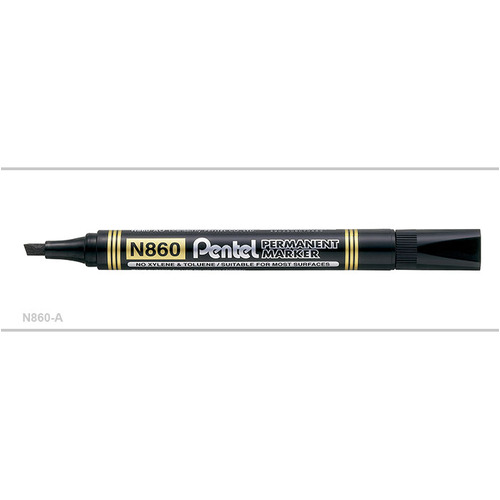 Pentel Permanent Marker N860 Chisel Point Box of 12 Black