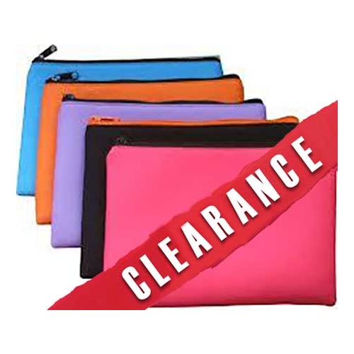 25% OFF-Neoprene Single Zip Pencil Case 35 x 26cm Pack of 6 Assorted Colours