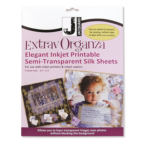 Jacquard Inkjet ExtravOrganza Printable Organza Fabric Sheets 8.5 x 11" 5 Sheets