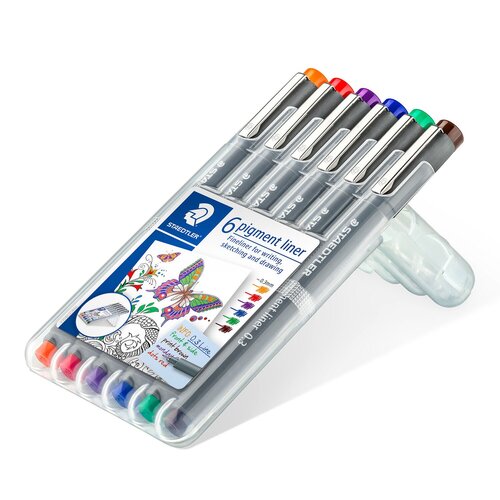 Staedtler Pigment Liner Wallet of 6 Assorted Colours 0.3mm