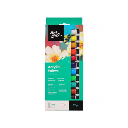 Mont Marte Signature Acrylic Paints 12pc x 12ml (0.4oz)