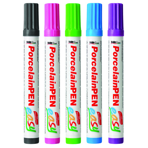 Hobby Line Porcelain Markers 1.5mm Nib Pack of 5 Assorted Pastel Colours