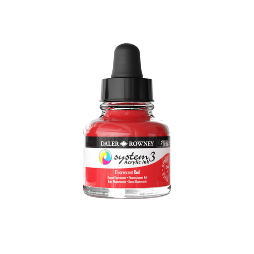 Daler-Rowney System3 Opaque Drawing Ink 29.5mL Fluorescent Red