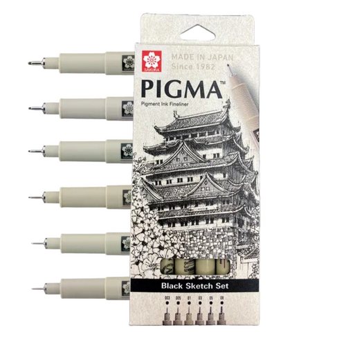 Sakura Pigma Micron Fineliner Assorted Pens Pk 6