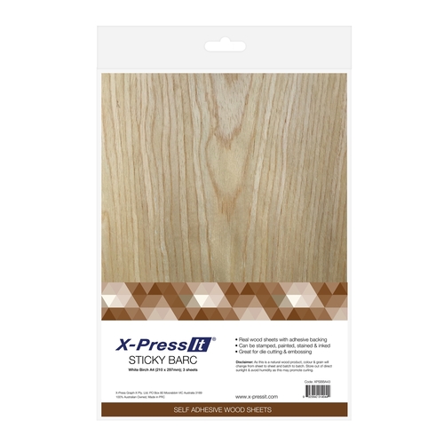 X-Press It Sticky Barc White Birch A3 Adhesive Wood Single Sheet