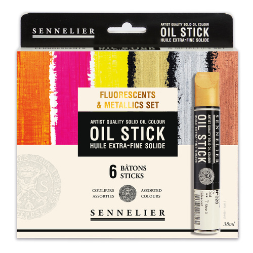 Sennelier Regular Oil Stick Set of 6 - Fluoro & Metallic