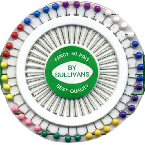 Sewing Pins with Coloured Plastic Heads Pack 40