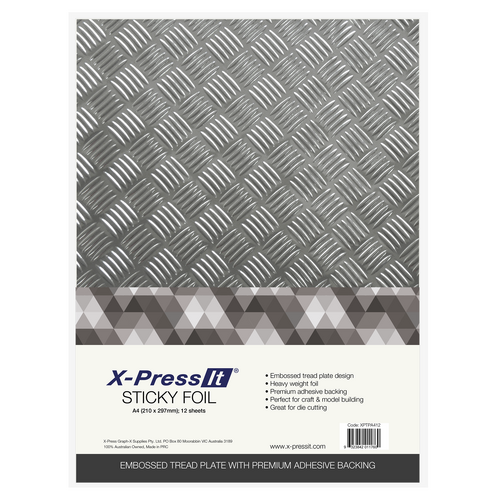 X-Press It A4 Sticky Foil Tread Plate 12 Sheets