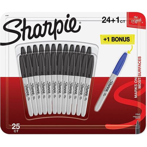 Sharpie Fine Marker Bulk Pk 24 + 1 Coloured