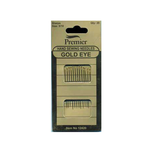 Premier Hand Sewing Needles Gold Eye Size: 5/10 Pack of 20