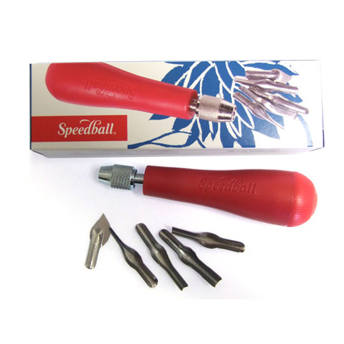 Speedball Cutting Set with 5 Nib and Storage Handle